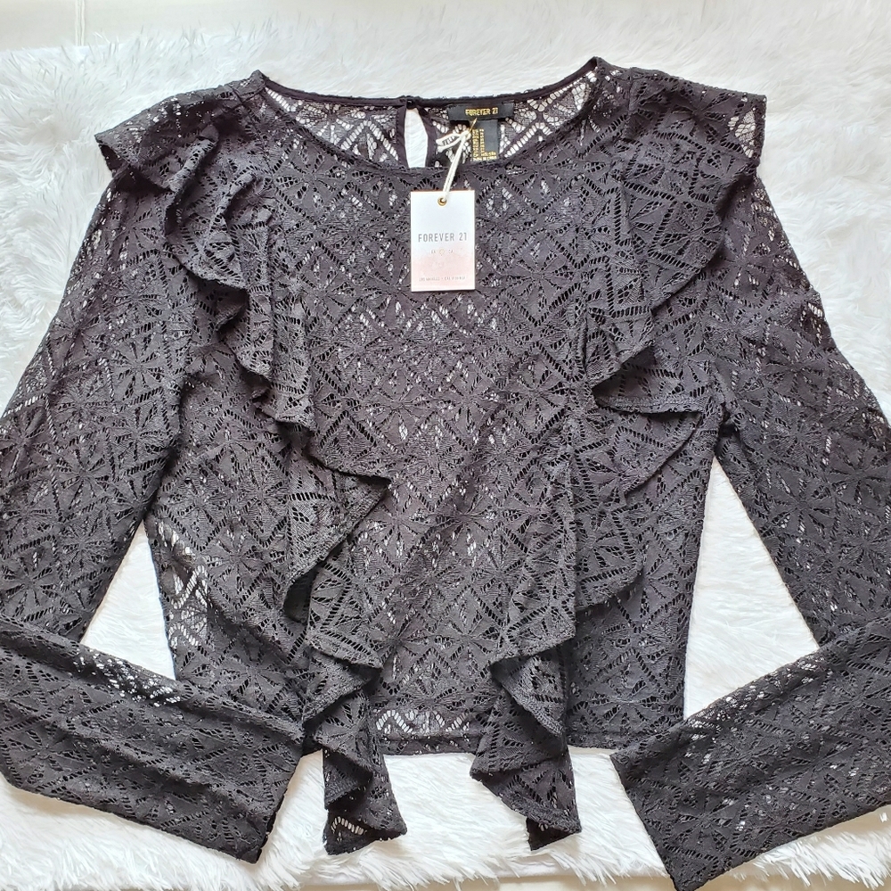 Fashion lace black blouse top. Forever 21 trendy